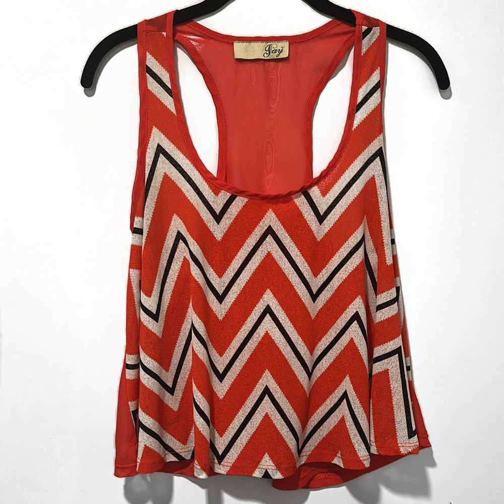 Boutique Blouse Chevron Scoop Neck Tank Top | Red, White, & Black Med